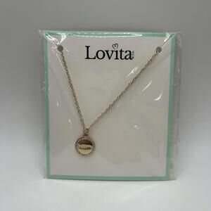 Lovita & Co. Long Chain Gold Color BELIEVE Charm Necklace